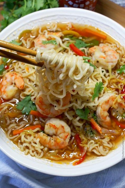 Elevate your budget-friendly meals with these delicious shrimp ramen bowls. Packed with fresh vegetables and succulent shrimp, this dish is sure to impress. Shrimp Ramen Bowl, Ramen With Shrimp, Spicy Shrimp Ramen, Shrimp Ramen, Ramen Bowls, Food Truck Design, Spicy Shrimp, Ramen Bowl, Christmas Party Food