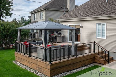 Gazebo On Patio, Gazebo On Deck Ideas, Deck With Gazebo Ideas, Deck Gazebo Ideas, Back Deck Ideas, Deck With Gazebo, Back Deck Designs, New Patio Ideas, Gazebo On Deck