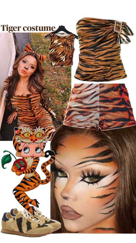 Collage of tiger costume inspo Tiger Fancy Dress, Tiger Halloween Costume, Tiger Halloween, Jessica Alba Outfit, Tiger Costume, Trendy Halloween Costumes, Costume Inspo, Trendy Halloween, Jessica Alba