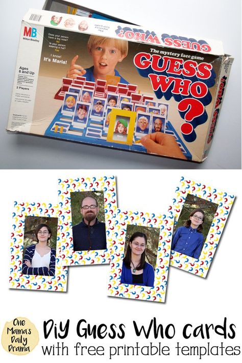 DiY Guess Who printable board game cards for making your own version // Fun family game night idea, for a family get together, or even to study?? #kidsactivities #guesswho #printables #printablegame #familytime #gamenight Guess Who Printable, Diy Guess Who, Printable Board Game, Christmas Family Feud, Guess Who Game, Easy Kid Activities, Board Game Template, Make Your Own Game, Family Feud Game