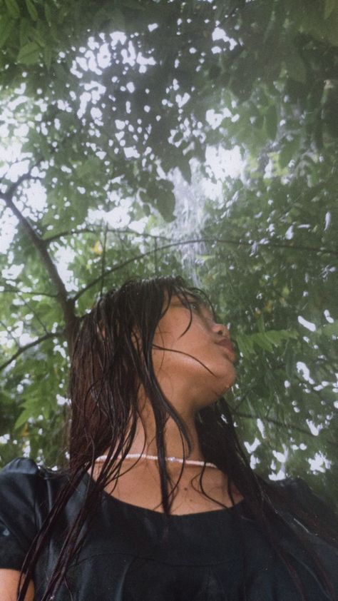 Playing in the rain all alone Rain Selfie Ideas, Playing In The Rain Aesthetic, Gloomy Day Photoshoot, Rain Photo Ideas, Person In The Rain, Playing In The Rain, Rain Photo, Ep Album, Forest Photos