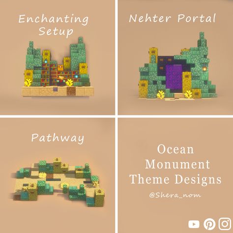 Minecraft Ocean Monument, Minecraft Circle, Minecraft Nature, Minecraft Aquarium, Minecraft Underwater, Interior Design Minecraft, Small Youtuber, Nether Portal, Minecraft Building Guide