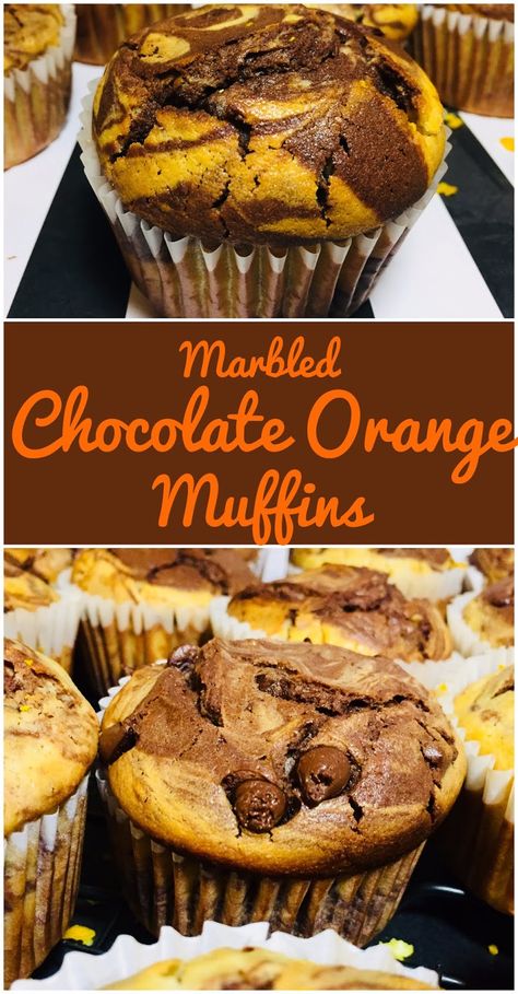 Marbled Chocolate, Cake Mix Cupcakes, Muffins Blueberry, Cake Mix Muffins, Chocolate And Orange, Jumbo Muffins, Orange Chocolate Cake, Orange Muffins, Orange Cake Recipe