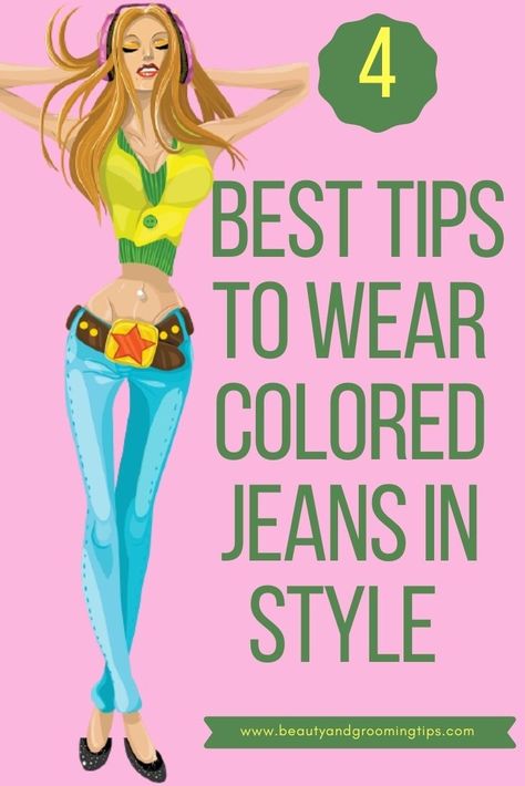 Make a bold wardrobe statement by wearing colored jeans. If you know how to pair your colored jeans properly with accessories and the like you can effortlessly pull this trend off all year round. See our best tips to do it in style. How To Wear Colored Jeans, How To Style Colored Jeans, Colored Jeans 2024, Bright Blue Jeans Outfit, Color Jeans Outfit, Jeans Outfit Dressy, Colored Jeans Outfits, Bright Blue Jeans, Coloured Jeans