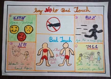 Good Touch Bad Touch Chart, Good Touch Bad Touch Posters, Touch Chart, Good Touch Bad Touch, Poster Making Ideas, Body Safety, Bad Touch, Safety Poster, Safety Posters