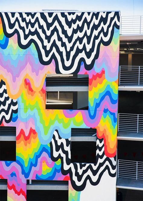 Trippy Wall Paintings, Jen Stark, Trippy Wall, Trippy Painting, Wall Paint Designs, Murals Street Art, Trippy Art, Street Art Graffiti, Jena