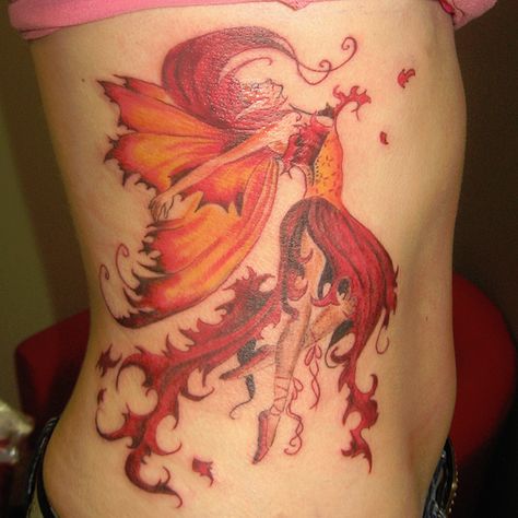 29 Enthusiastic Fairy Tattoo Designs Fairy Tattoo Ideas, Girl Side Tattoos, Small Angel Wing Tattoo, Fairy Tattoos, Phönix Tattoo, Fire Fairy, Fairy Tattoo Designs, New Tattoo Designs, Text Tattoo