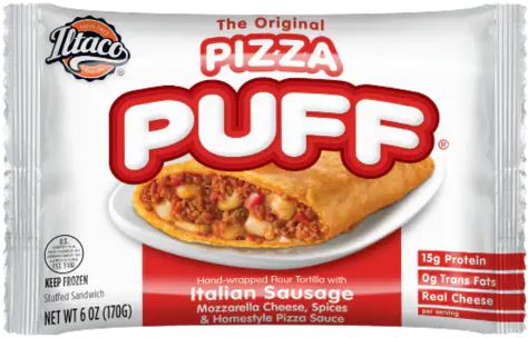 Iltaco Original Pizza Puff, 6 oz - Mariano’s Pizza Puffs Recipe, Pepperoni Pizza Puffs, Pizza Puffs, Beef Pizza, Frozen Appetizers, Chicago Style Pizza, Chicago Pizza, Frozen Snack, Puff Recipe