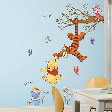 Disney's Winnie the Pooh Honey Peel & Stick Giant Wall Decals | Kohls Baby Nursery Murals, Child Wallpaper, Disney Mural, Winnie The Pooh Honey, Winnie The Pooh Themes, Winnie The Pooh Nursery, Nursery Mural, Disney Nursery, Baby Boy Room Nursery