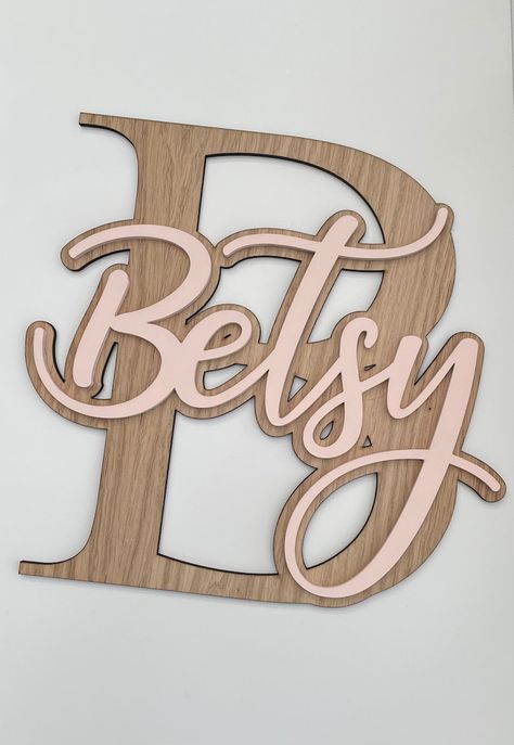 Oak Veneer Letter With Painted Script Name. 3 Sizes Available. - Etsy UK Gift Letter, 3d Cake Toppers, Photo Frame Prop, Wooden Rainbow, Font Names, Oak Veneer, Christmas Delivery, Script Font, Christmas Shopping