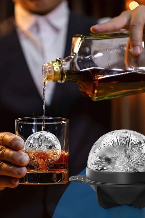 2.5 Inch Tight Sealing, Leak Proof Silicone Big Sphere Ice Ball Makers for Whiskey, Scotch and Bourbon Round Ice Cubes, Sphere Ice, Round Ice, Ice Ball Maker, Guys Night, Ice Ball, Ice Cube Molds, Cafe Interior Design, Cafe Interior