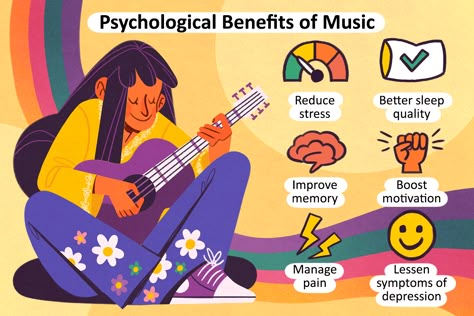 10 Surprising Psychological Benefits of Music Singing Benefits, Music Psychology, Music Infographic, Music Benefits, Music Presentation, Benefits Of Music, Calming Backgrounds, Elderly Health, Howard Gardner