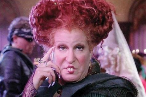 Bette Midler as Winifred countryliving Hocus Pocus Cast, Winifred Sanderson Costume, Hocus Pocus Halloween Costumes, Hermanas Sanderson, Hocus Pocus Winifred, Hocus Pocus Costume, Brave Witches, Kathy Najimy, Sister Costumes