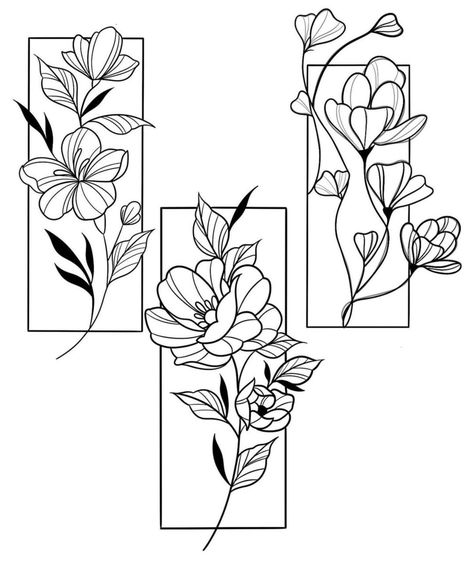 Linework Tattoo Stencil, Floral Drawing Ideas, Tattoo Practice Stencils, Line Tattoo Ideas, Flower Line Art, Idee Cricut, Flash Tattoo Designs, Flower Outline, Tattoo Stencil Outline