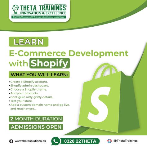 🚀🛒💡 Join us at @thetasolutions for a Shopify training course and take your e-commerce business to the next level with Shopify! 📈 Our Shopify training course is designed to teach you everything you need to know to build and launch a successful online store in just one month. 📲 WhatsApp: https://wa.me/923202284382 #thetasolutions #theta #Trainings #ITtrainings #shopify #shopifys #ShopifyStoreDevelopment #shopifydropshipping #shopifyseller #ShopifyTraining #courses2023 Shopify Store Design, Shopify Seo, Sales Marketing, Shopify Website, Marketing Tactics, E Commerce Business, Shopify Store, Good Vibe Songs, One Month