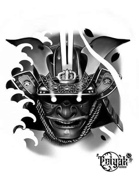 Japanese Samurai Mask Tattoo Design, Samurai Mask Tattoo Design, Japanese Samurai Mask Tattoo, Samurai Mask Design, Japanese Samurai Mask, Samurai Mask Tattoo, Japanese Warrior Tattoo, Japanese Hannya Mask, Japanese Mask Tattoo