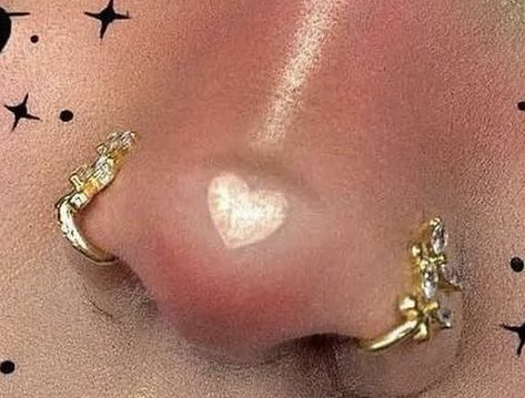 Coquette Nose Piercing, Kawaii Nose Piercing, Kawaii Piercings, Facial Jewelry, Nose Tattoo, 2024 Manifesting, Goth Stuff, Cool Piercings, Aesthetic Space