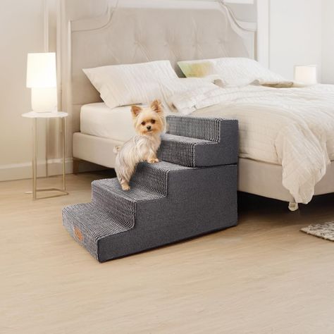 PRICES MAY VARY. 🐾 DOG STEPS FOR SMALL DOGS: This dog step allows dogs to reach higher places and climb effortlessly onto high beds or sofas without your help, reducing the risk of jumping and providing better joint protection. It is ideal for puppies or dogs with short legs such as Dachshunds, Corgis or older dogs with mobility problems. Give your pet the freedom to explore and climb safely. 🐾 HIGH DENSITY FOAM BASE: The base of this dog stairs is high density foam material which is of great Stairs For Bed, Dog Stairs For Bed, Dog Steps For Bed, Bed Stairs, Dog Stairs, Pet Stairs, High Beds, Pet Steps, Dog Steps