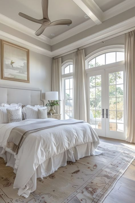 Dream Guest Room, Timeless Master Bedrooms Decor, Pretty Master Bedrooms, Room Ideas Master Bedrooms, Luxury Master Bedrooms Decor, French Bedroom Aesthetic, Dream House Bedroom Master, Architecture Bedroom, White Bedrooms