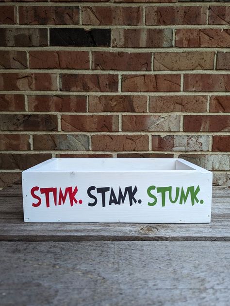 Stink. Stank. Stunk. Box Open box, no dividers. Stink Stank Stunk Toilet, Stink Stank Stunk, Red Black Green, Decorative Trays, Open Box, Be Unique, Rustic Home, Rustic Home Decor, Tray Decor