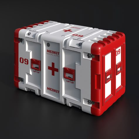 Medical Kit Storage by Sebastian KierszThis is my recent personal project I did it for fun to train hardsurface modelling and texturing in Substance. Medicine Kit, Sci Fi Props, Sci Fi Environment, Medical Kit, Future Tech, Medical Technology, Mechanical Design, Prop Design, Futuristic Technology