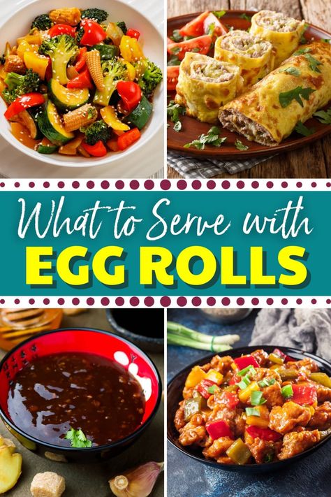 For a feast to remember, serve egg rolls with chow mein, crab rangoon, Asian coleslaw, fried rice, and more delicious pairings. Egg Roll Dinner Ideas, What To Serve With Egg Rolls, Panda Express Fried Rice, Egg Roll Filling, Asian Coleslaw, Sweet Shrimp, Chicken Egg Rolls, Delicious Appetizers, Chow Mein Noodles