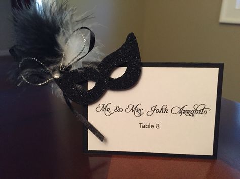 masquerade place cards for Sweet 16 Mascarade Ball, Masquerade Outfit, Masquerade Theme, 75th Birthday, Seating Cards, Theme Parties, Sweet 16 Birthday, Gothic Wedding, Masquerade Ball