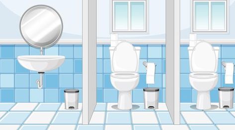 Comfort Rooms Ideas, Backgrounds Gacha, School Toilet, School Restroom, Toilet Cartoon, Toilet Cubicle, Comfort Room, Water Texture, Background Water