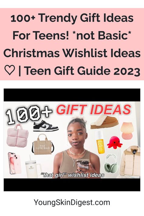 100 Trendy Gift Ideas For Teens! *not Basic* Christmas Wishlist Ideas ♡ | Teen Gift Guide 2023 Christmas Wishlist Ideas, Trendy Gift Ideas, Teen Gift Guide, Gift Ideas For Teens, Wishlist Ideas, Christmas Gifting, Skin Care Items, Facial Cleansing Brush, Free Brush