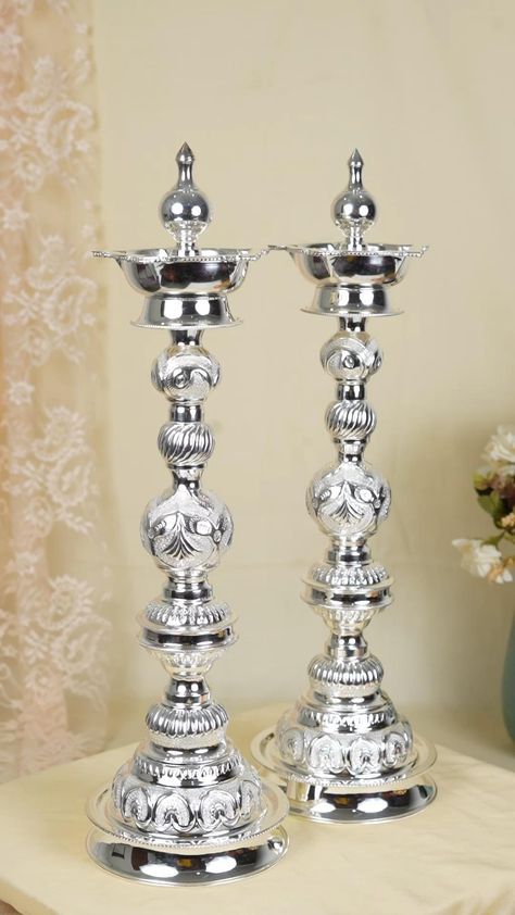 Silver Kundulu Designs, Silver Deepam Design, Silver Deepam, Hyderabadi Jewelry, Silver Articles, Designer Anarkali Dresses, Silver Pooja Items, Pooja Items, Indian Bridal Jewelry Sets