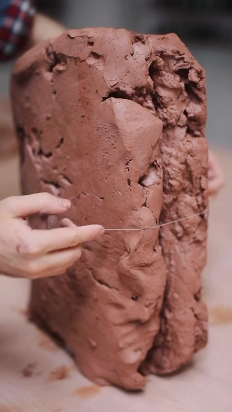 floriangadsby on Instagram: Slicing through a block of reclaimed clay to then be cut wedged and finally thrown into a simple side plate. For most flatware I prefer to… Clay For Pottery, Ceramics Aesthetic, Profile Maker, Clay Photography, Clay Block, Clay Aesthetic, Pottery Aesthetic, Raw Photography, Complex Shapes