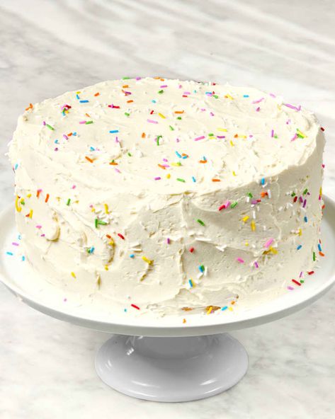 Million Dollar Cake Recipe, Homemade Funfetti Cake, Confetti Cake Recipes, Vanilla Cake With Buttercream, Classic Vanilla Cake, Fluffy Buttercream, Cake With Buttercream Frosting, Bakers Table, Cake With Buttercream