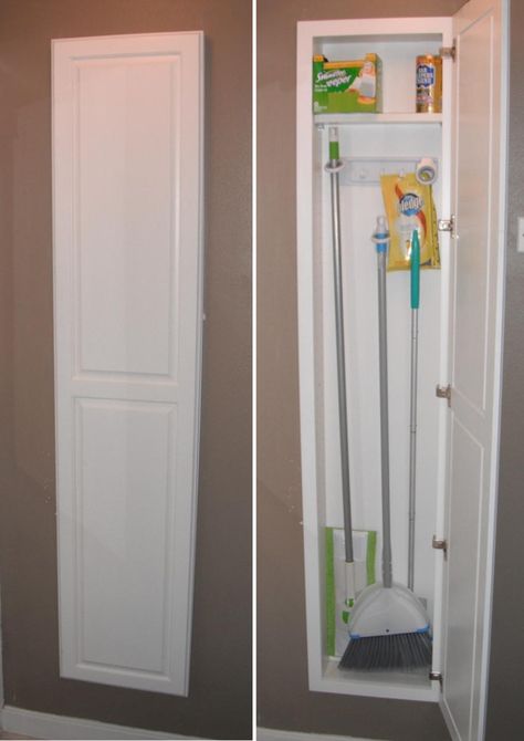 7 Broom-Closet Storage Solutions for Kitchens of Any Size Mop Storage, Broom Storage, Lady Decluttered, Kitchen Wall Storage, Storage Solutions Closet, Utility Closet, Bedroom Closet Storage, Broom Closet, Simple Work