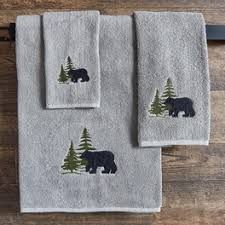 Country Shower Curtain, Black Bear Decor, Country Bathroom Decor, Black Forest Decor, Bear Silhouette, Black Bears, Park Designs, Gray Towels, Bear Decor