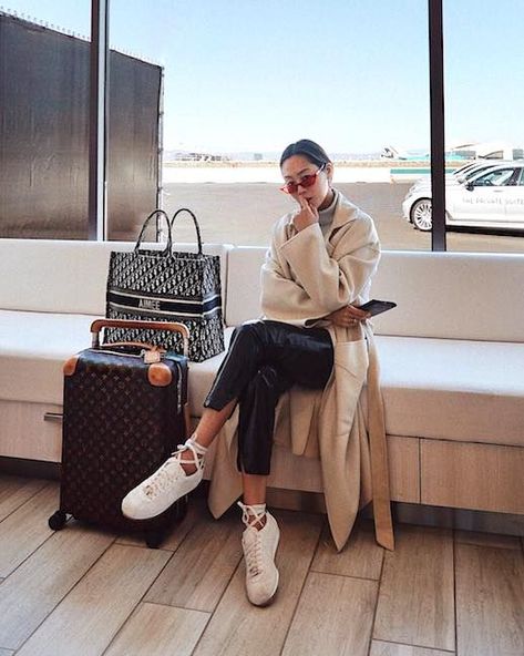 Travel in Style With Aimee Songs Airport Look Asos Outfit, Luxury Travel Accessories, Travel Songs, Travel Airport, Adventure Ideas, Aimee Song, Best Travel Accessories, Airport Look, Trip Outfits