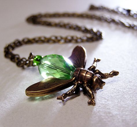 Firefly! <3 Firefly Necklace, Firefly Pendant, Lightning Bugs, Insect Jewelry, Beaded Animals, Geek Chic, Firefly, Necklace Jewelry, Precious Metals