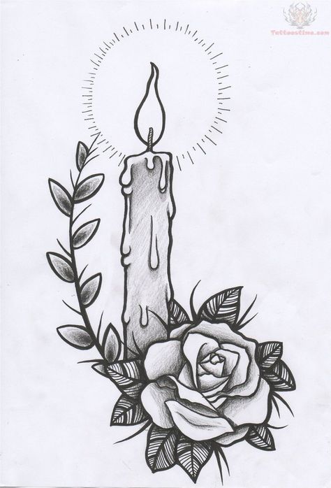 Candle Light Tattoo, Sketches Rose, Candle Tattoo Design, Candle Tattoo, Light Tattoo, Tattoo Flowers, Men Tattoos, Tattoo Zeichnungen, Geniale Tattoos