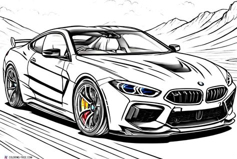 Bmw Coloring Pages, M8 Coupe, M8 Gran Coupe, Race Car Coloring Pages, Car Coloring Pages, Classic Camaro, Audi Tt Roadster, Cars Coloring, Cars Coloring Pages