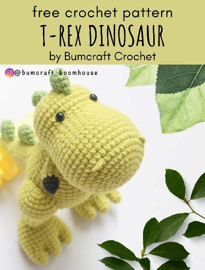 Free+Crochet+Pattern+T-Rex+Dinosaur Crochet Dinosaur Pattern Free, Crochet T-rex, Dinosaur Crochet, Crochet Dinosaur Patterns, Crochet Dinosaur, Crochet Dragon, Crochet Animals Free Patterns, Crochet Amigurumi Free, Dinosaur Pattern