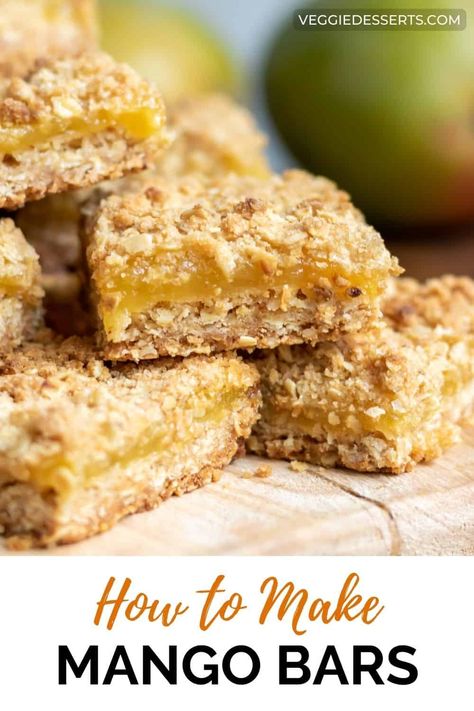 Mango Filling, Mango Oatmeal, Oatmeal Crust, Veggie Desserts, Mango Bars, Oatmeal Dessert, Mango Tart, Crumb Bars, Mango Jam