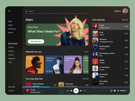 Music Web App Design Concept by Ronas IT | UI/UX Team on Dribbble Music Ui Design, Music App Ui Design, Music Website Design, Music Ui, Dance App, Web App Ui Design, App Design Trends, Music App Design, Music Streaming App