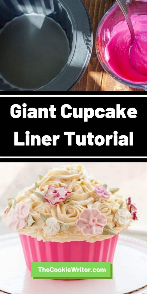 Big Cupcake Cake Ideas, Giant Cupcake Ideas, Giant Cupcake Recipes, Large Cupcake Cakes, Giant Cupcake Cake, Bunco Ideas, Giant Cupcake Cakes, Big Cupcake, Liner Tutorial