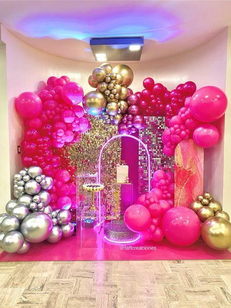 #birthdaydecor #partyplanning #celebrationideas #eventdecor #birthdayparty #decorinspiration #DIYdecor #partydecorations #birthdayfun #festivedecor Gold Shimmer Wall, Wall Party Decor, Teenager Party, Hot Pink Birthday, Sequin Wall, Party Neon, Shimmer Wall, Neon Flex, Neon Party