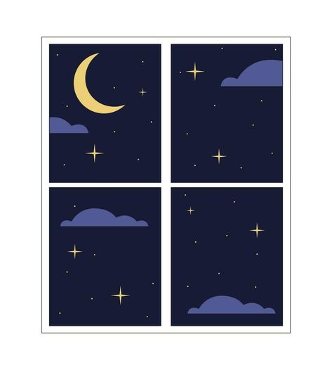 Window night 2D linear cartoon object. Nighttime moon window frame isolated line vector element white background. Looking outside. House interior view evening color flat spot illustration Moon Window, Spot Illustration, Outside House, Window Illustration, Window Drawing, Line Vector, Interior View, Frame Background, Xmas Card