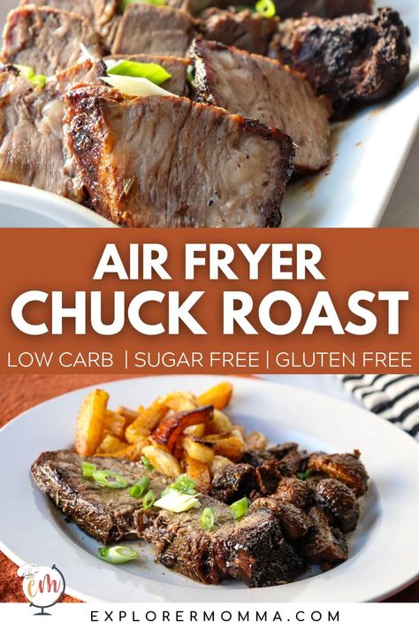 Keto Chuck Roast, Air Fryer Chuck Roast, Air Fried Veggies, Chuck Steak Recipes, Chuck Roast Recipe, Beef Chuck Steaks, Rolled Roast, Roast Steak, Fried Veggies