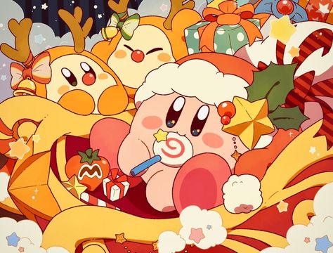 Kirby Character, Meta Knight, Kirby Art, Christmas Icons, Cute Games, Christmas Gif, Cute Pokemon, Christmas Wallpaper, Cute Gif