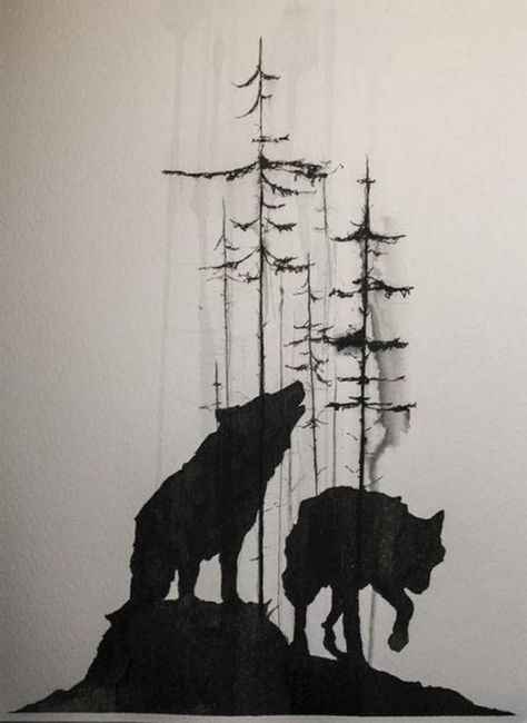 Tree Tattoo Arm, Tattoo Wolf, Maori Tattoos, Wolf Silhouette, Silhouette Tattoos, Wolf Tattoo Design, Wolf Tattoos, Wolf Tattoo, Nature Tattoos