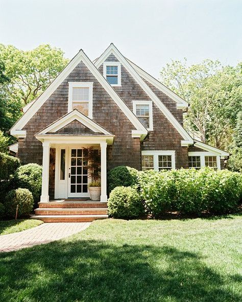 Story Book House Exterior, Small Coastal House, Hampton Cottage, Starter House, Brick Pathway, Cottage Coastal, Storybook Homes, River Cabin, Shingle Siding