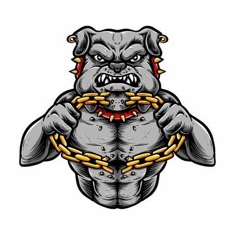 Free Vector | Bulldog breaking chain vector illustration Chain Vector, Eagle Icon, Mask Illustration, Egyptian Anubis, Baby Bulldog, Eagle Flying, Motorcycle Drawing, Brand Presentation, Cute Bulldogs