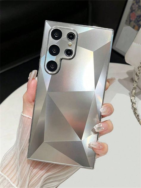 Silver  Collar  TPU All Over Print Ordinary Mobile Phone Case Embellished   Cases Luxury Plates, 3d Diamond, Matte Skin, Latest Phones, Samsung Galaxy S22, Samsung Phone, S24 Ultra, Diamond Pattern, Mobile Phone Cases